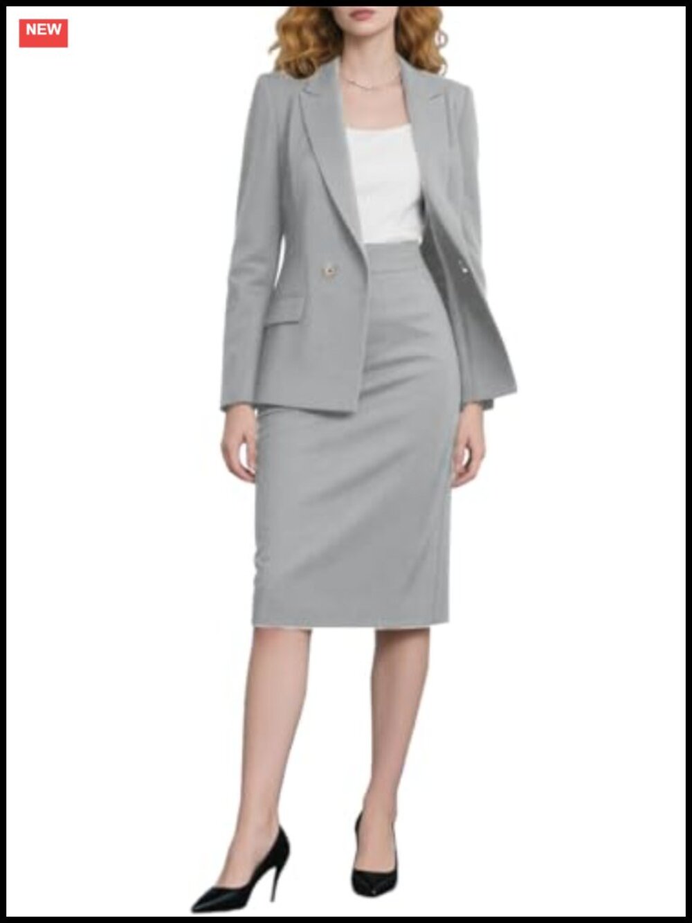Women's 2-Piece Skirt Suit Business Casual Blazer & Pencil Skirt Set
